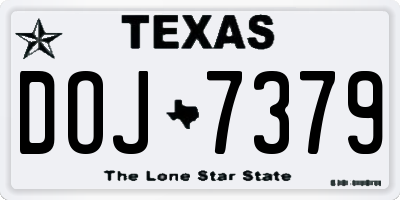 TX license plate DOJ7379