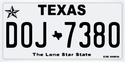 TX license plate DOJ7380