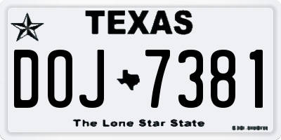 TX license plate DOJ7381