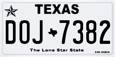 TX license plate DOJ7382