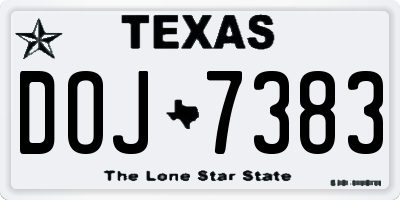 TX license plate DOJ7383