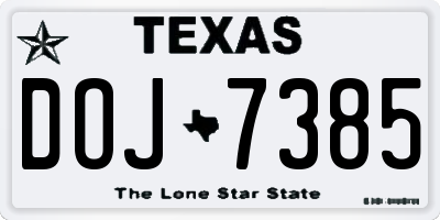TX license plate DOJ7385