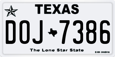 TX license plate DOJ7386