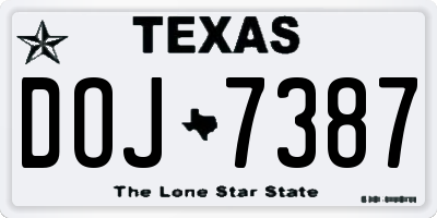 TX license plate DOJ7387