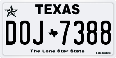 TX license plate DOJ7388