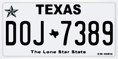 TX license plate DOJ7389