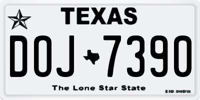 TX license plate DOJ7390