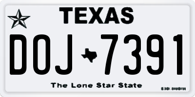TX license plate DOJ7391
