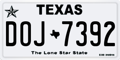 TX license plate DOJ7392