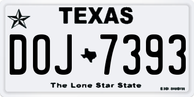 TX license plate DOJ7393