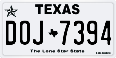 TX license plate DOJ7394