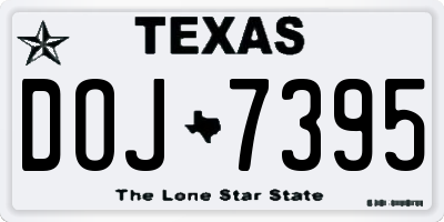 TX license plate DOJ7395