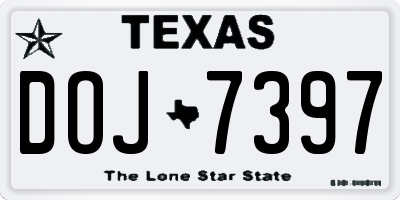 TX license plate DOJ7397