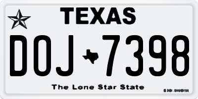 TX license plate DOJ7398