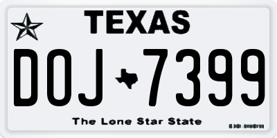 TX license plate DOJ7399