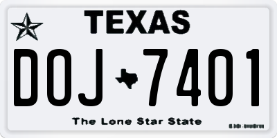 TX license plate DOJ7401
