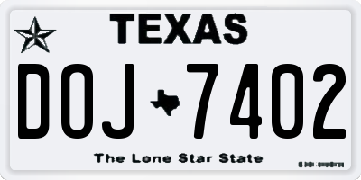 TX license plate DOJ7402