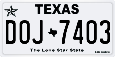 TX license plate DOJ7403