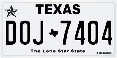 TX license plate DOJ7404