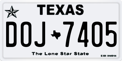 TX license plate DOJ7405