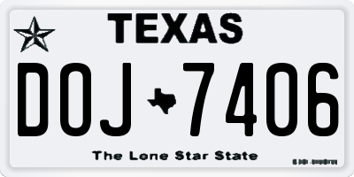 TX license plate DOJ7406