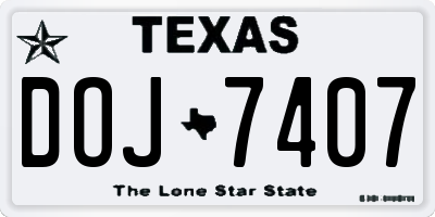 TX license plate DOJ7407