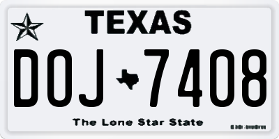 TX license plate DOJ7408