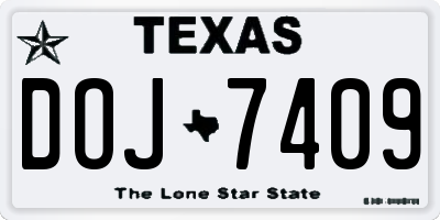 TX license plate DOJ7409