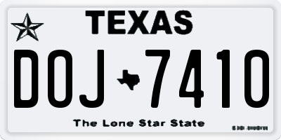 TX license plate DOJ7410