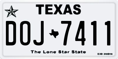 TX license plate DOJ7411