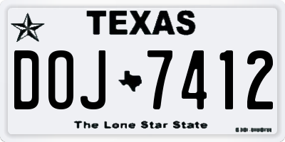 TX license plate DOJ7412