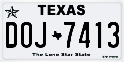 TX license plate DOJ7413