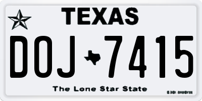 TX license plate DOJ7415