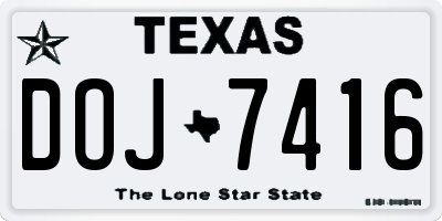 TX license plate DOJ7416