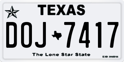 TX license plate DOJ7417