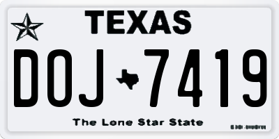 TX license plate DOJ7419