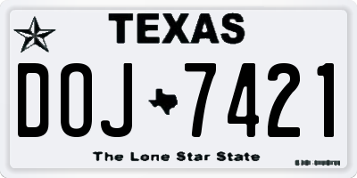 TX license plate DOJ7421