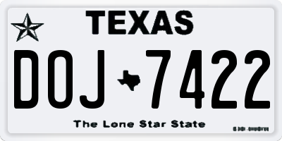 TX license plate DOJ7422