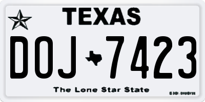 TX license plate DOJ7423