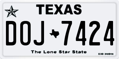 TX license plate DOJ7424