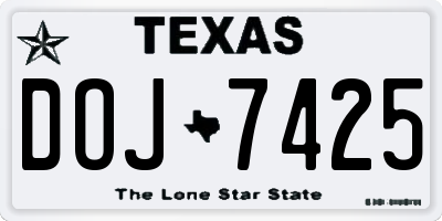 TX license plate DOJ7425