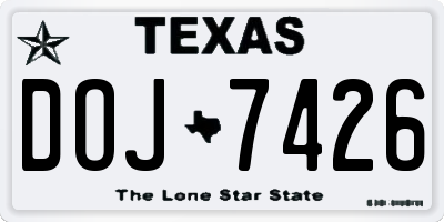 TX license plate DOJ7426