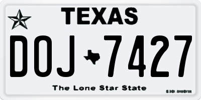 TX license plate DOJ7427