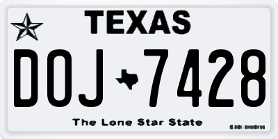 TX license plate DOJ7428