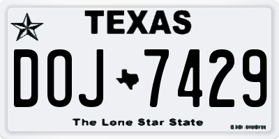 TX license plate DOJ7429
