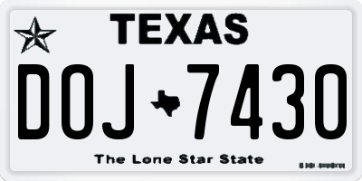 TX license plate DOJ7430
