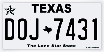 TX license plate DOJ7431