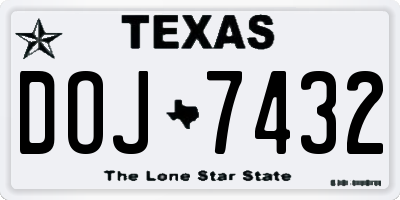 TX license plate DOJ7432