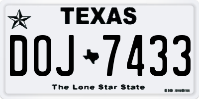 TX license plate DOJ7433