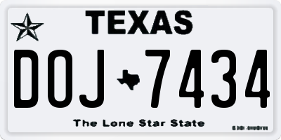 TX license plate DOJ7434